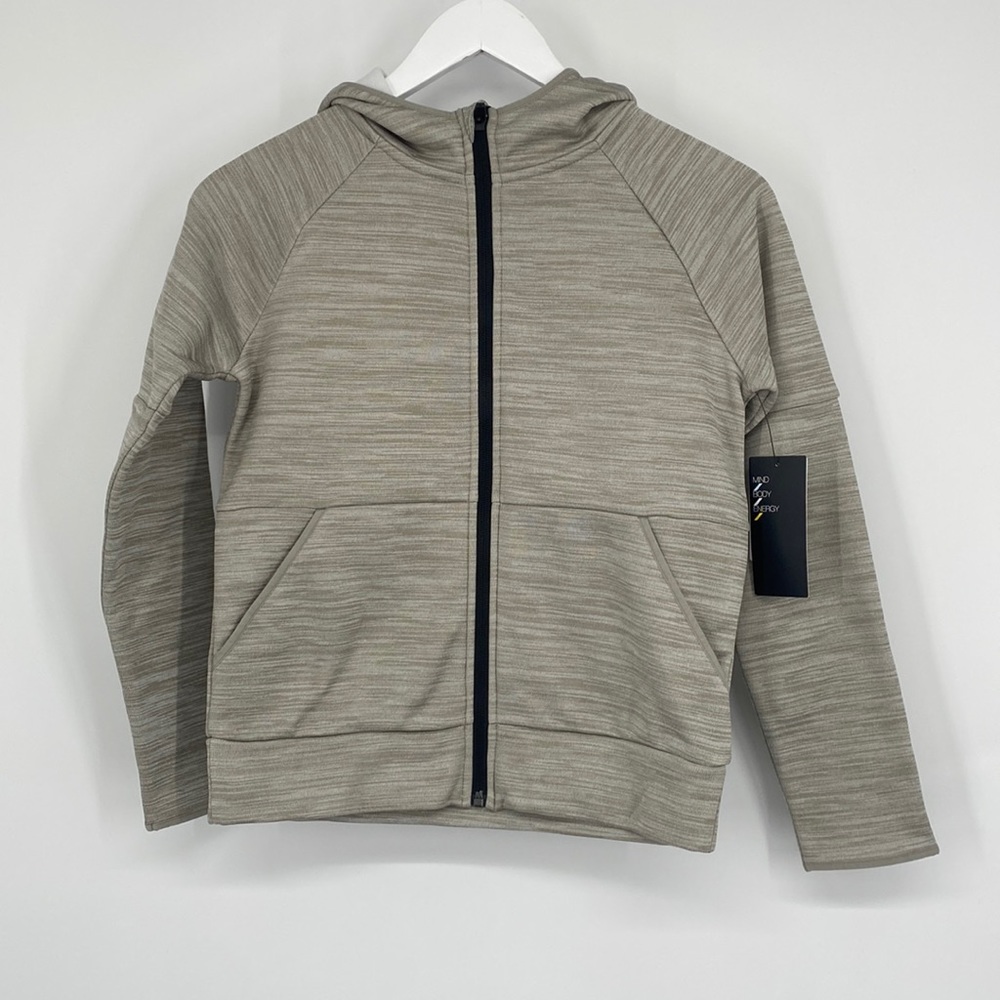 Zella Kids Long Sleeve Space Dye Full Zip Hoodie Grey Flint Melange M (8/10) NWT